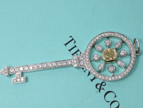 Tiffany & Co Kaleidoscope Key Yellow Diamond Pendant 18k & Platinum