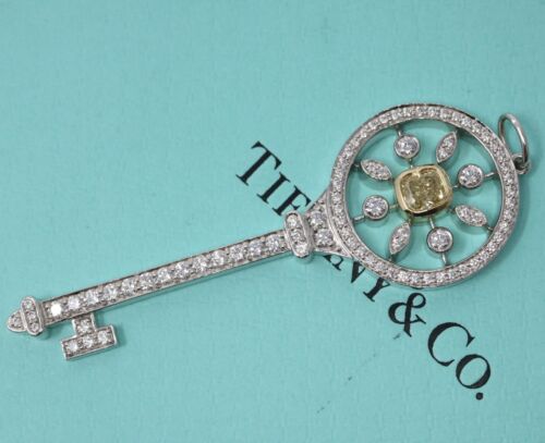 Tiffany & Co Kaleidoscope Key Yellow Diamond Pendant 18k & Platinum
