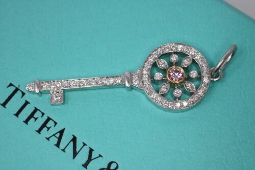 Tiffany & Co Pink Diamond Kaleidoscope Key Pendant Necklace .35ct Platinum