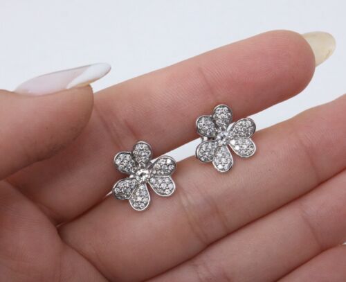 Frivole Flower Diamond Earrings 14K White Gold 1.45ctw Unbranded
