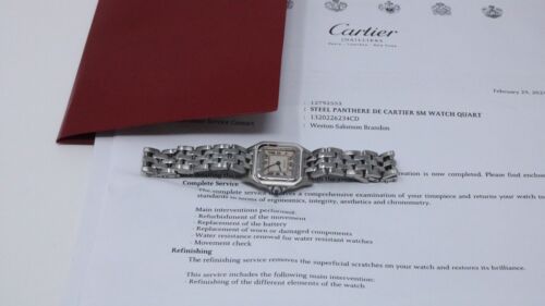 Cartier Panthere SM 22mm Steel Silver Dial Quartz Ladies Watch w/ papers