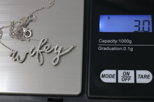 14k White Gold And Diamond “Wifey” Nameplate Pendant Necklace