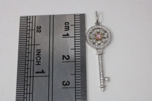 Tiffany & Co Pink Diamond Kaleidoscope Key Pendant Necklace .35ct Platinum