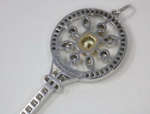 Tiffany & Co Kaleidoscope Key Yellow Diamond Pendant 18k & Platinum