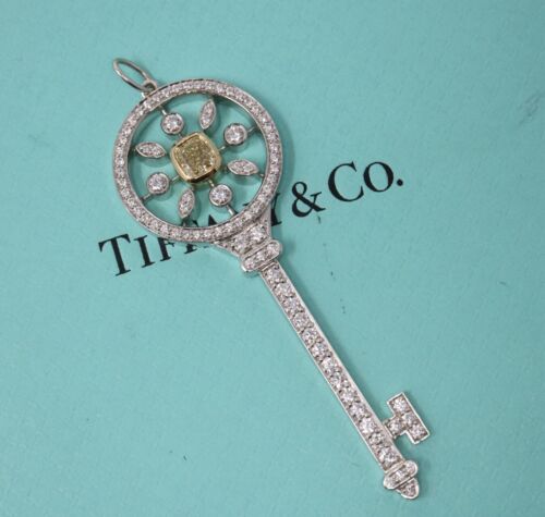 Tiffany & Co Kaleidoscope Key Yellow Diamond Pendant 18k & Platinum