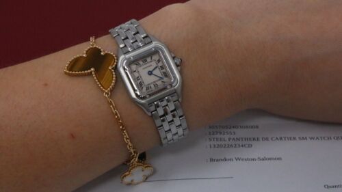 Cartier Panthere SM 22mm Steel Silver Dial Quartz Ladies Watch w/ papers