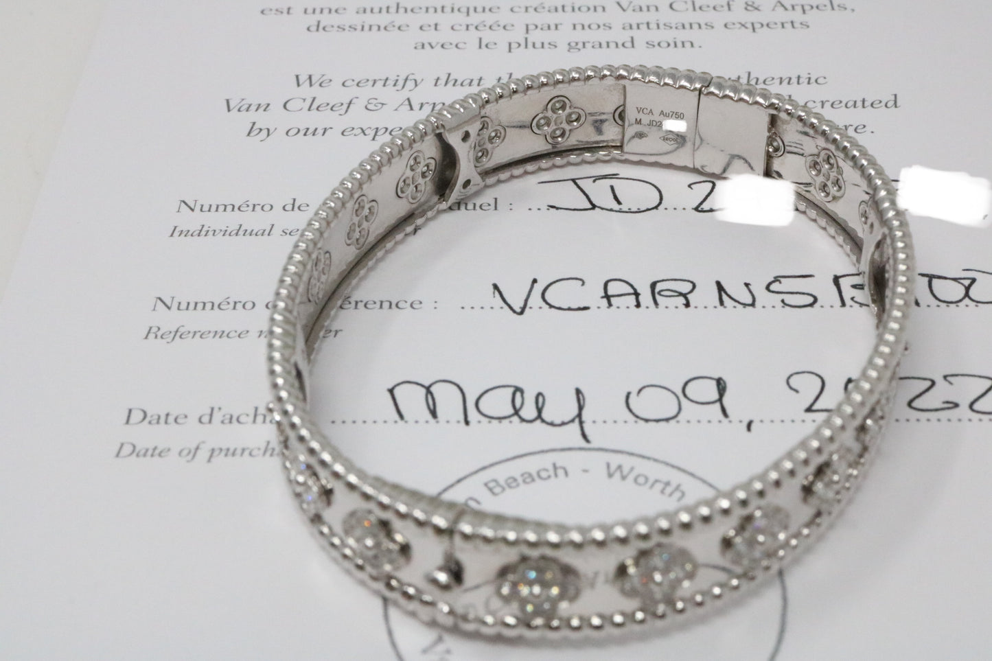 Van Cleef & Arpels Perlee 1.79CT White Gold Diamond Bangle Bracelet