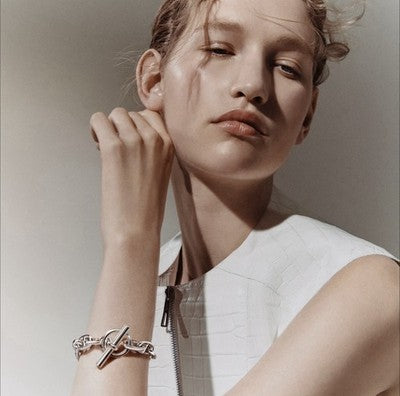 HERMES Bracelet Chaine d'ancre Large Model 925 Sterling Silver
