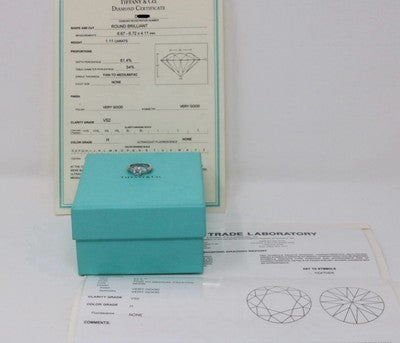Tiffany & Co Round Diamond Engagement Ring 1.56ctw Three Stone Baguett