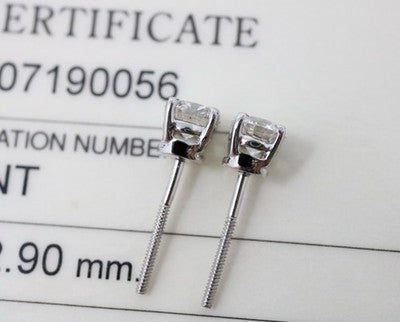 Tiffany & Co Platinum Round Brilliant Cut Diamond Stud Earrings .79ct