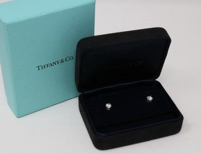 Tiffany & Co Platinum Round Brilliant Cut Diamond Stud Earrings .79ct