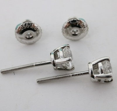 Tiffany & Co Platinum Round Brilliant Cut Diamond Stud Earrings .79ct