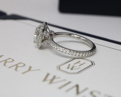 Harry Winston The One Oval Diamond Engagement Ring Pave 1.27ctw E/ VVS