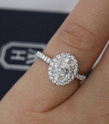 Harry Winston The One Oval Diamond Engagement Ring Pave 1.27ctw E/ VVS