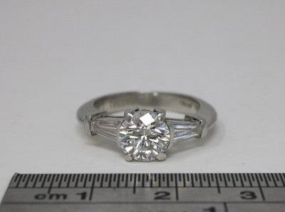 Tiffany & Co Round Diamond Engagement Ring 1.56ctw Three Stone Baguett