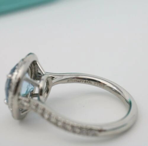 Tiffany & Co Soleste Diamond & Aquamarine Engagement Ring