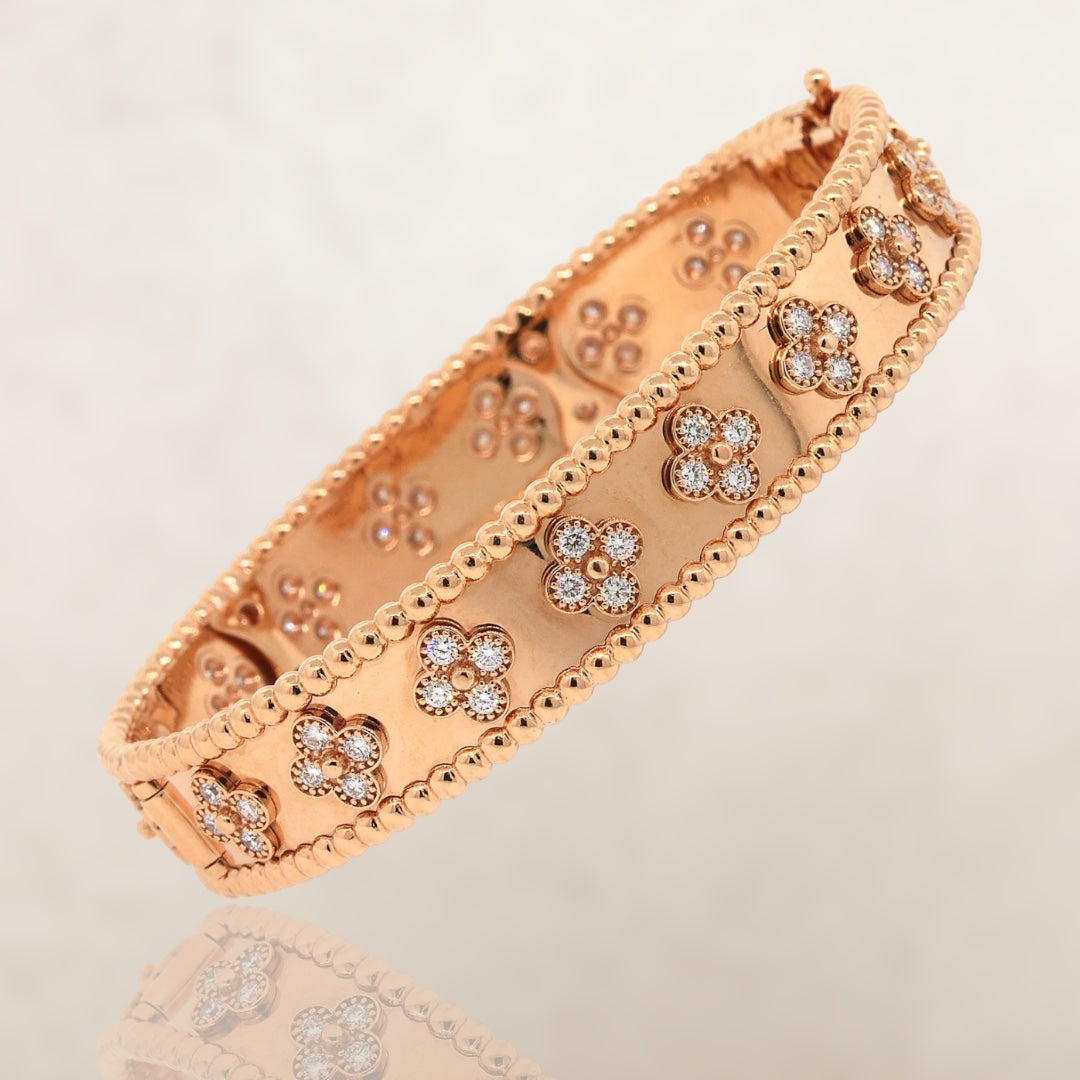 New Van Cleef & Arpels Perlee Clover Rose Gold diamond bracelet