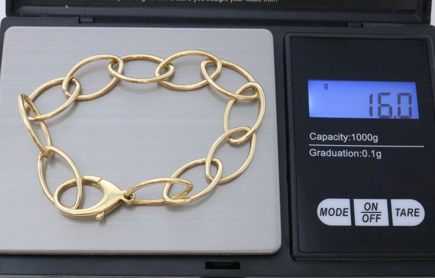 Tiffany & Co 18K Yellow Gold Marquise Oval Shape Link Charm Bracelet