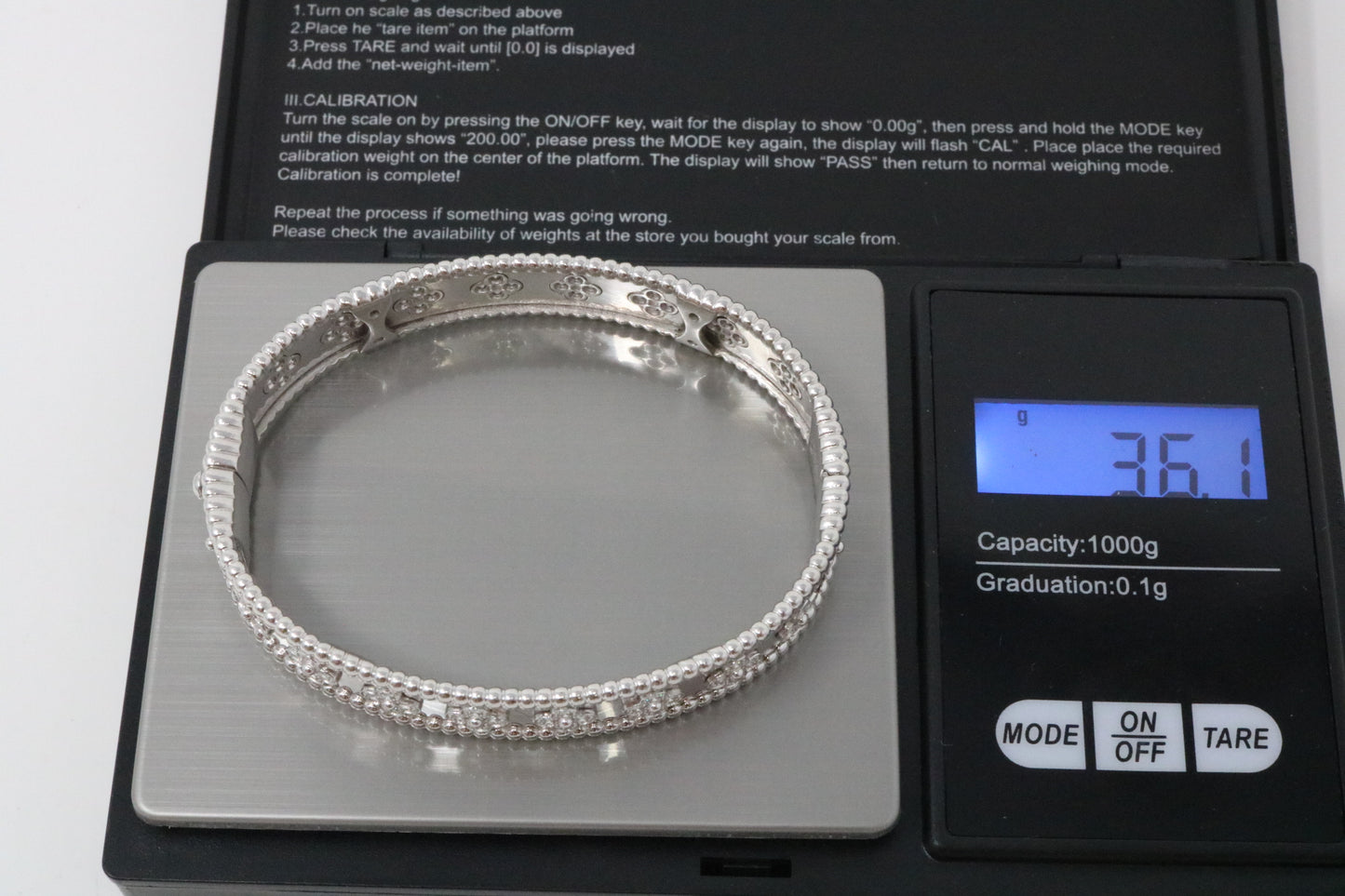 Van Cleef & Arpels Perlee 1.79CT White Gold Diamond Bangle Bracelet