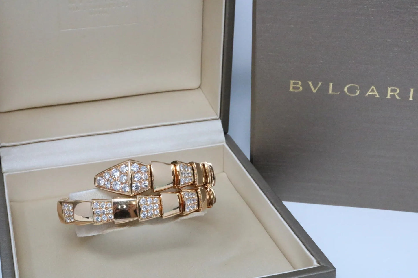 Bvlgari Serpenti Viper 5.00ct Diamond Bracelet Medium Rose Gold 345211
