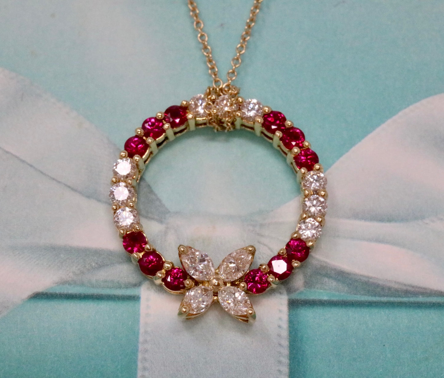 Tiffany & Co Victoria 1.37ctw Ruby & Diamond Pendant Necklace