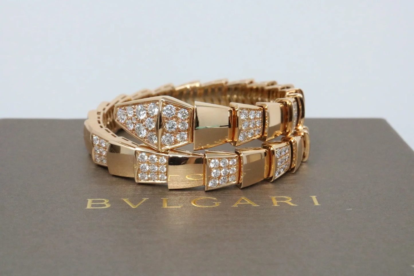 Bvlgari Serpenti Viper 5.00ct Diamond Bracelet Medium Rose Gold 345211