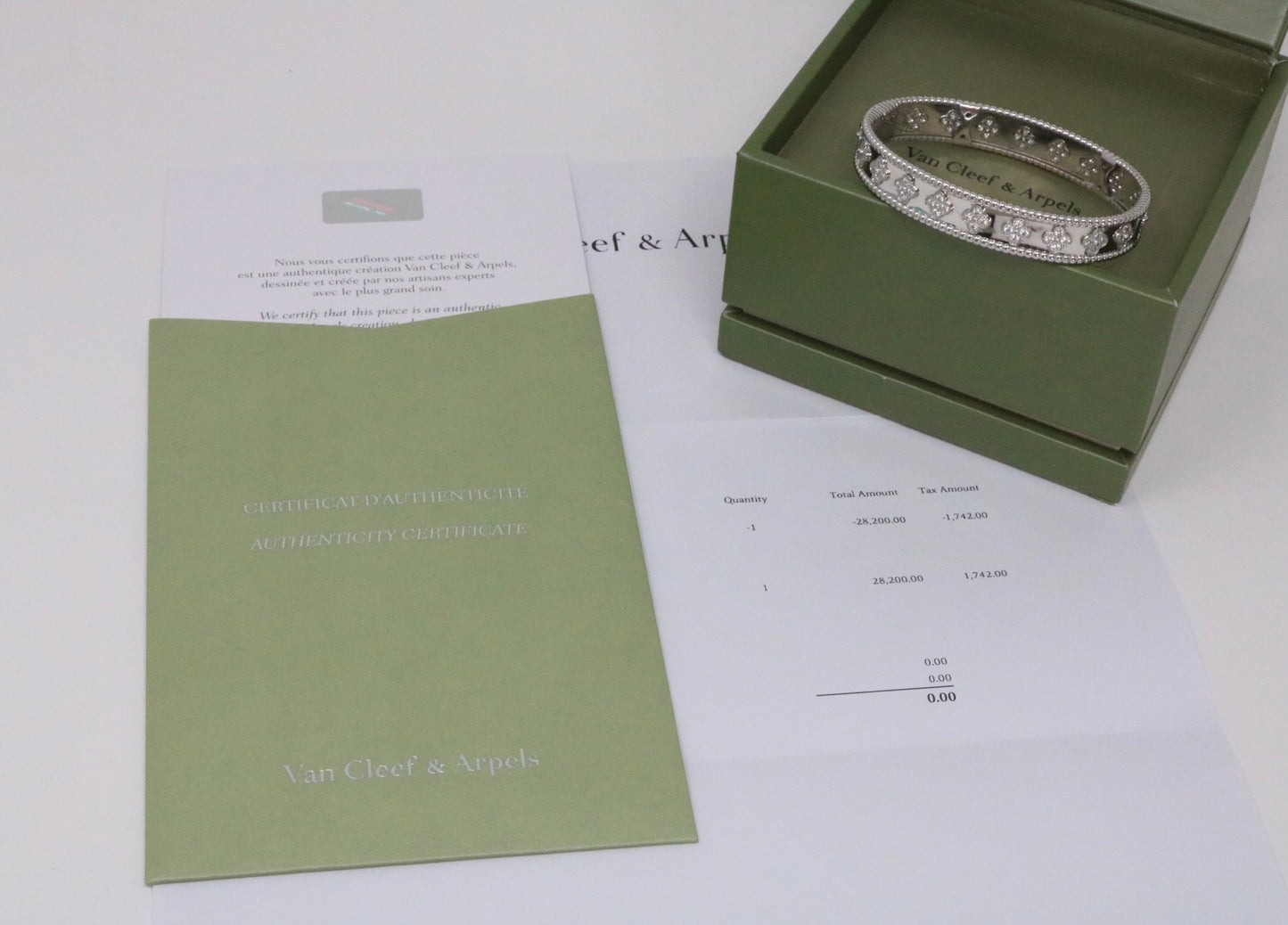 Van Cleef & Arpels Perlee 1.79CT White Gold Diamond Bangle Bracelet
