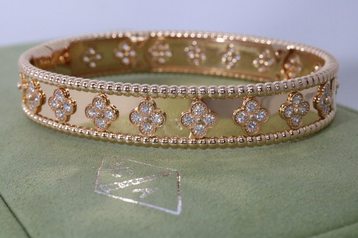 New Van Cleef & Arpels Perlee Clover Rose Gold diamond bracelet