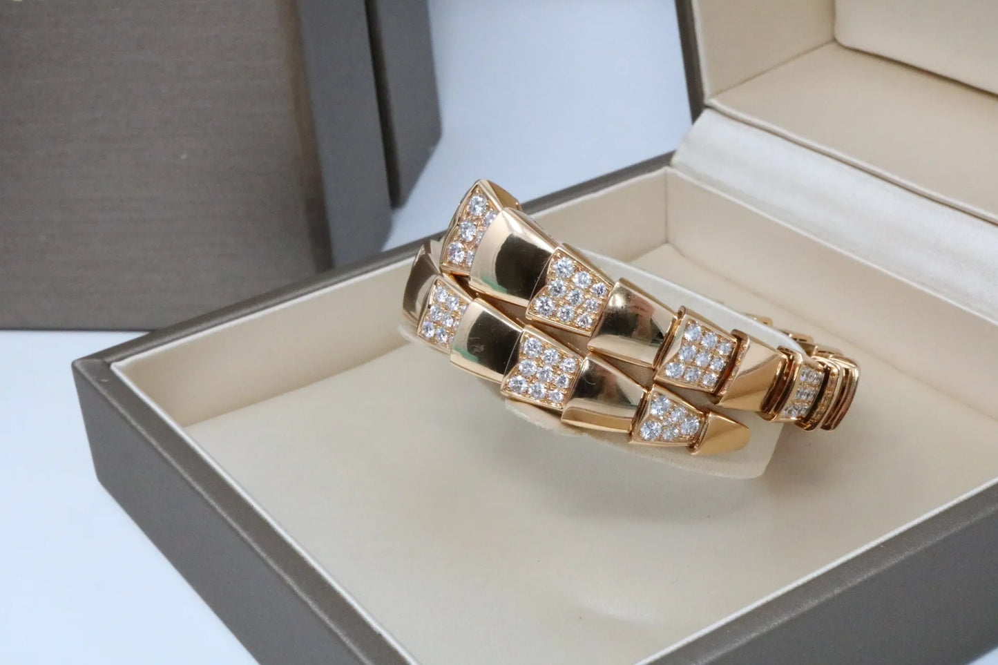 Bvlgari Serpenti Viper 5.00ct Diamond Bracelet Medium Rose Gold 345211