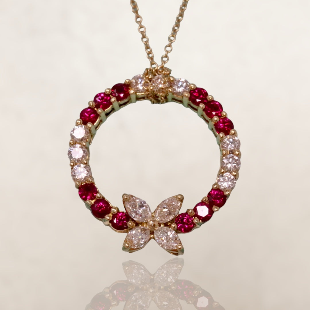 Tiffany & Co Victoria 1.37ctw Ruby & Diamond Pendant Necklace