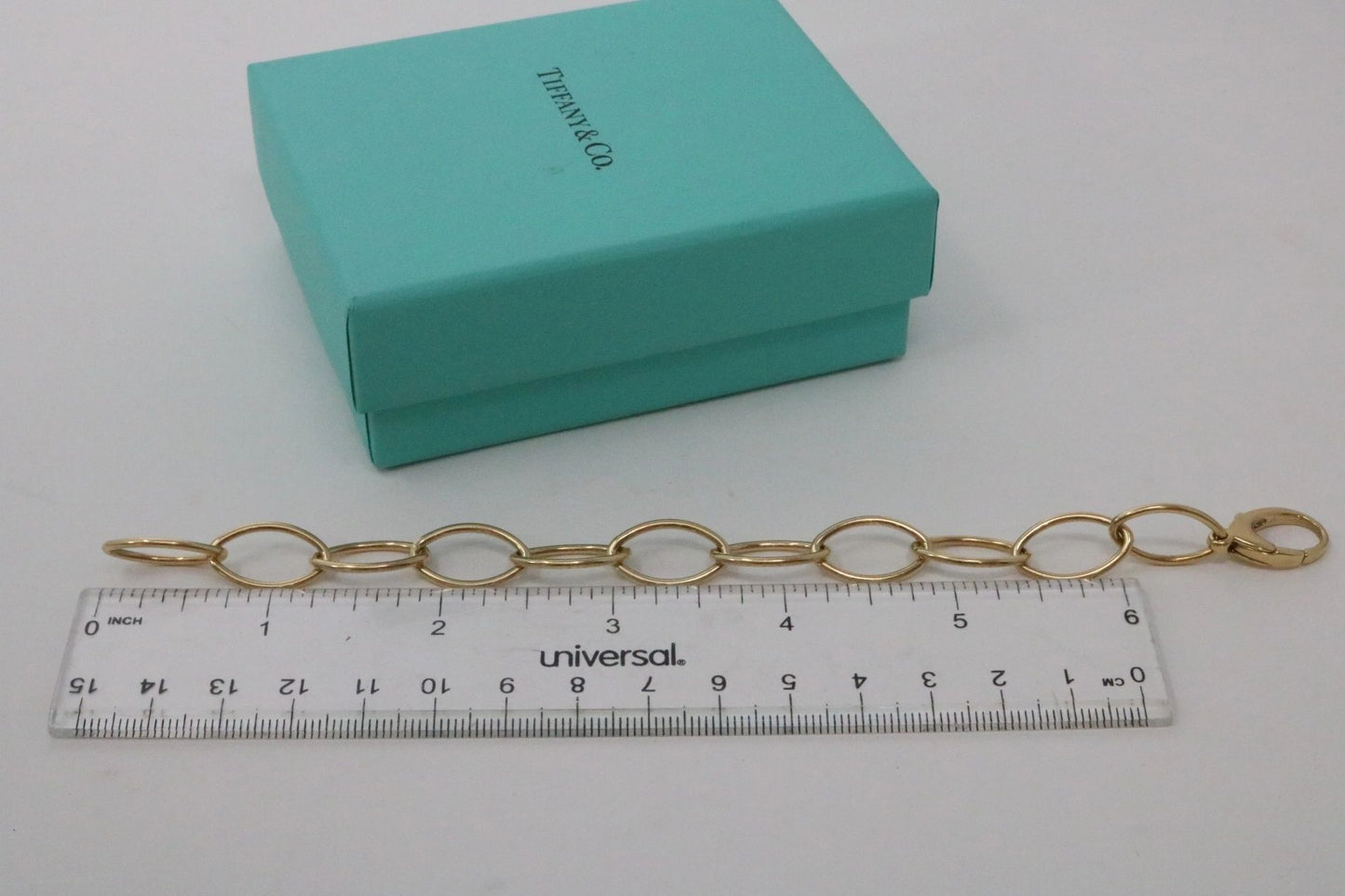Tiffany & Co 18K Yellow Gold Marquise Oval Shape Link Charm Bracelet