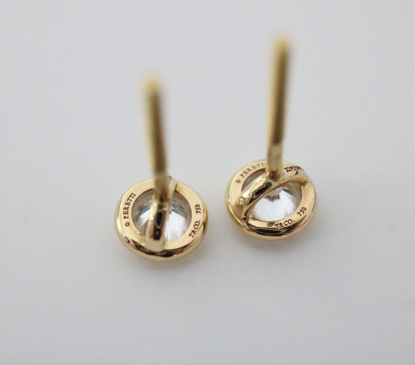 Tiffany & Co Elsa Peretti Diamond Stud Earrings 18K Gold