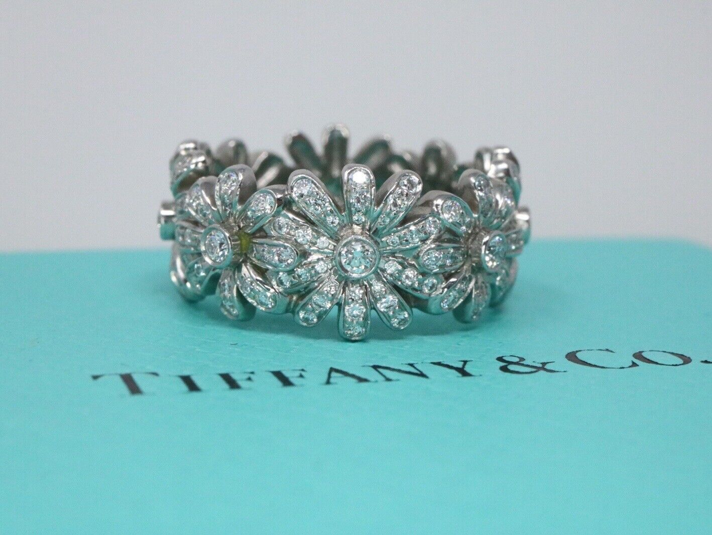 Tiffany & Co Platinum Schlumberger Daisy Diamond Eternity Band Ring 2. –  Iconique Jewelry