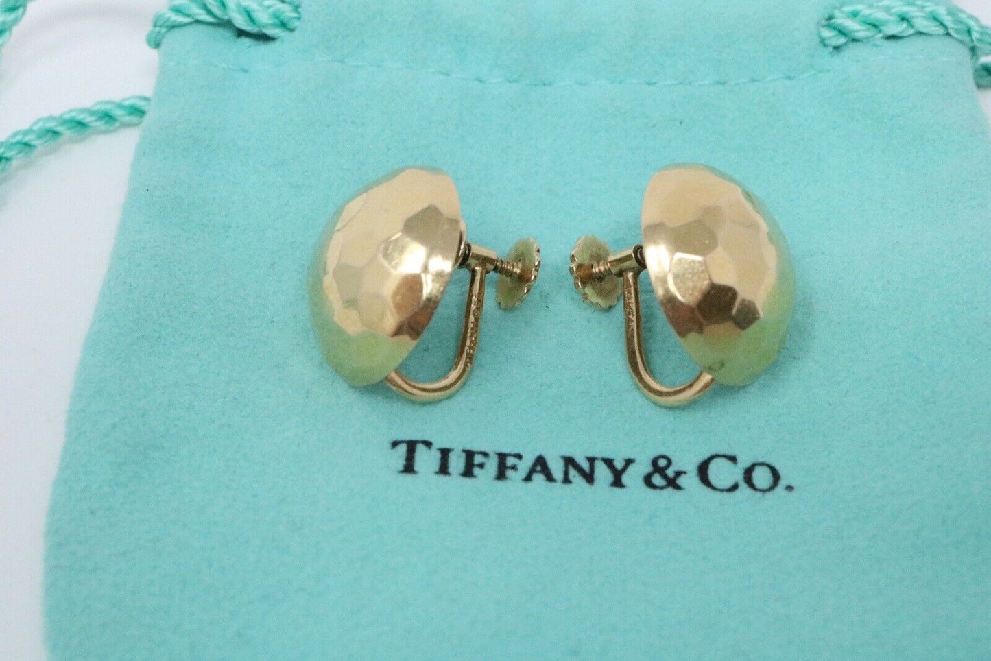 Tiffany & Co Vintage Round Faceted Stud Earrings 18k Yellow gold