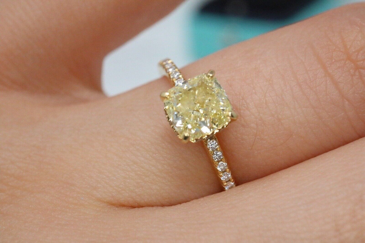 Tiffany & Co Solitaire True 1.61ct Engagement Ring Fancy Yellow Diamond 18K