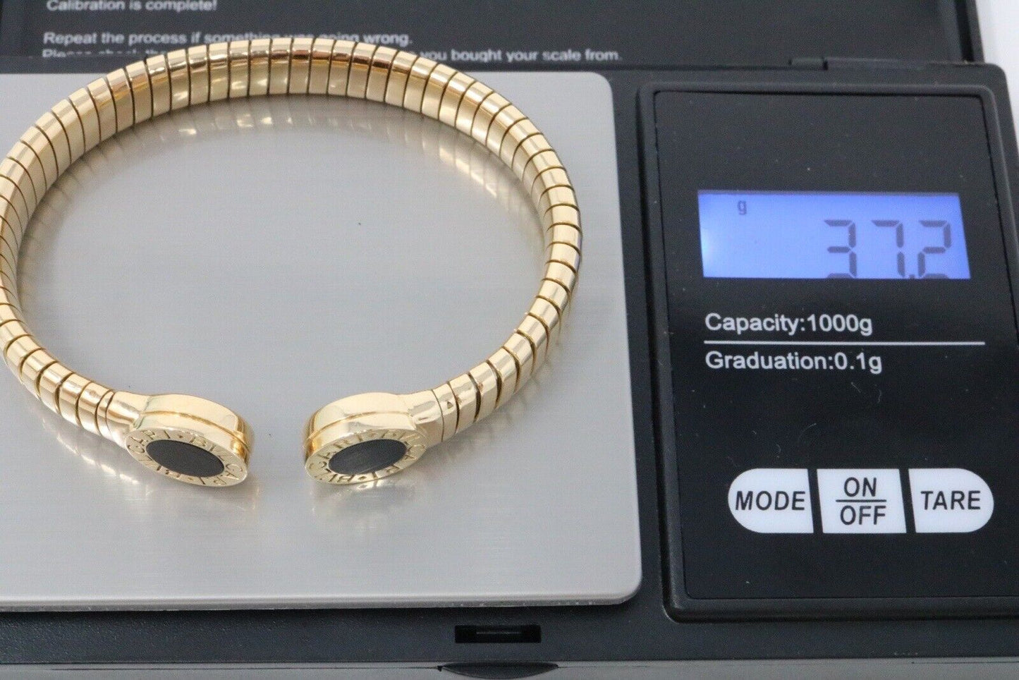 Bvlgari Tubogas Cuff Bangle Bracelet 18K Yellow Gold And Onyx