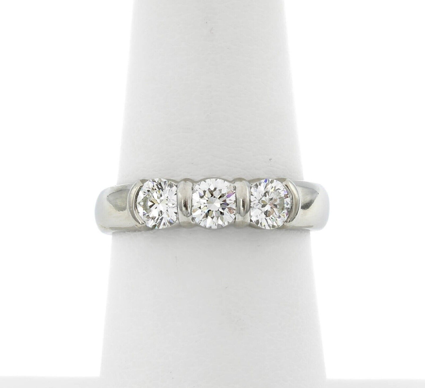 Tiffany & Co ETOILE Three-Stone Round Diamond Engagement Band Ring .81ct PT