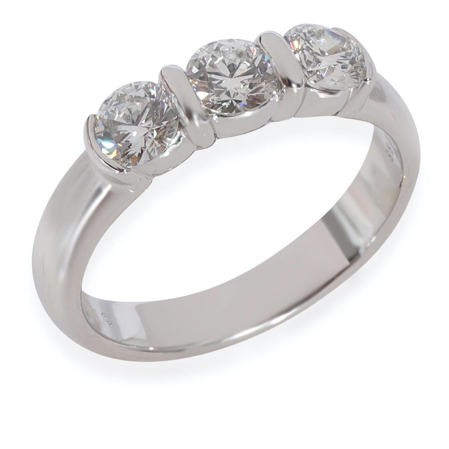 Tiffany & Co ETOILE Three-Stone Round Diamond Engagement Band Ring .81ct PT