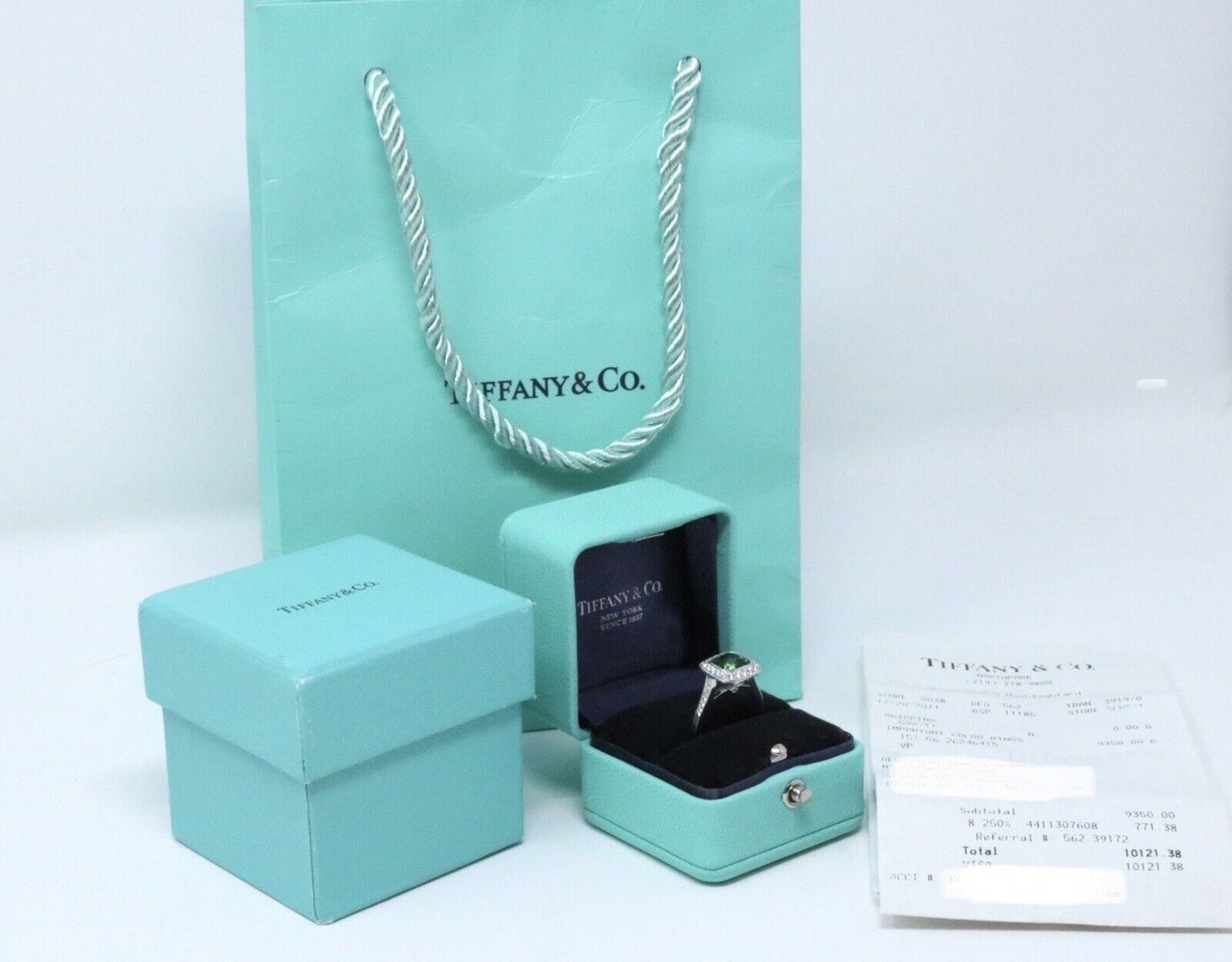 Tiffany & Co Legacy Tourmaline & Diamond Engagement Ring Band 2.96ctw PT950