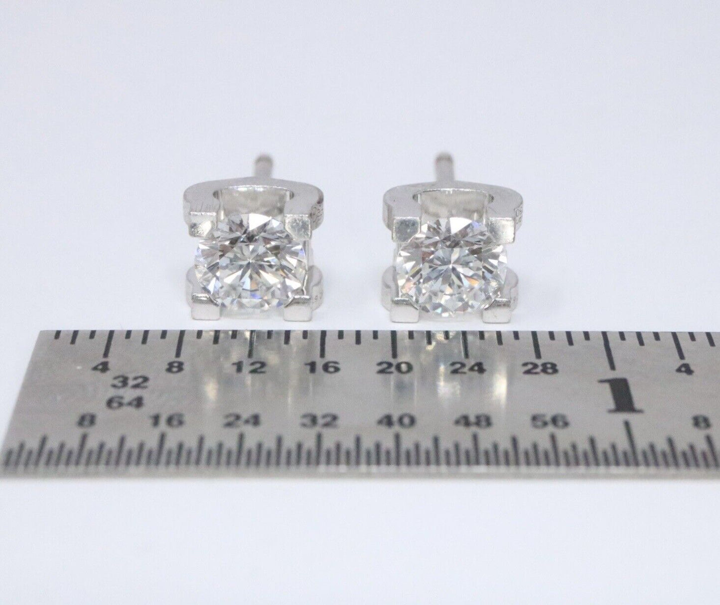Cartier C de Cartier Diamond Stud Earrings 1.00ct G/VVS1 18K White Gold