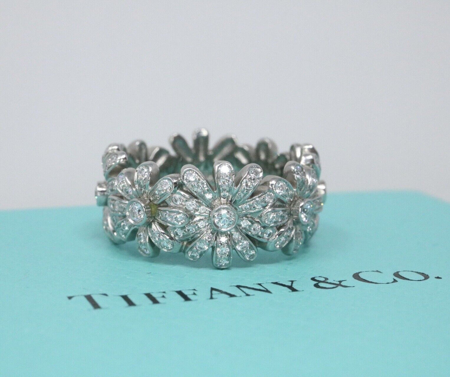 Tiffany & Co Platinum Schlumberger Daisy Diamond Eternity Band Ring 2.00ctw