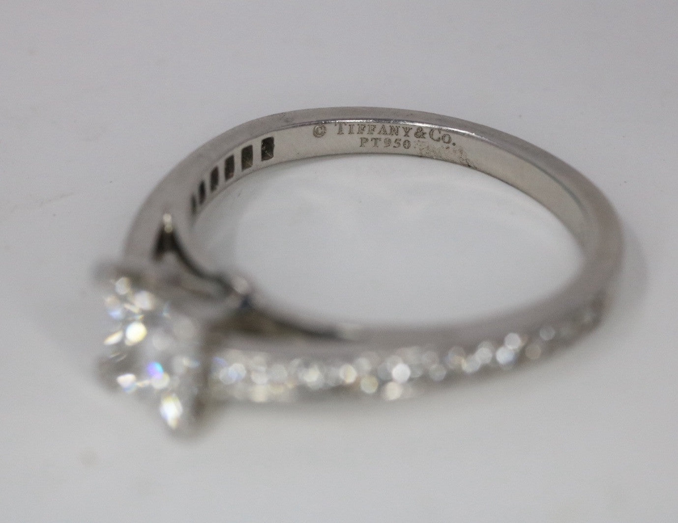 Tiffany & Co Princess Cut .81ct Diamond Engagement Ring Platinum E VS1