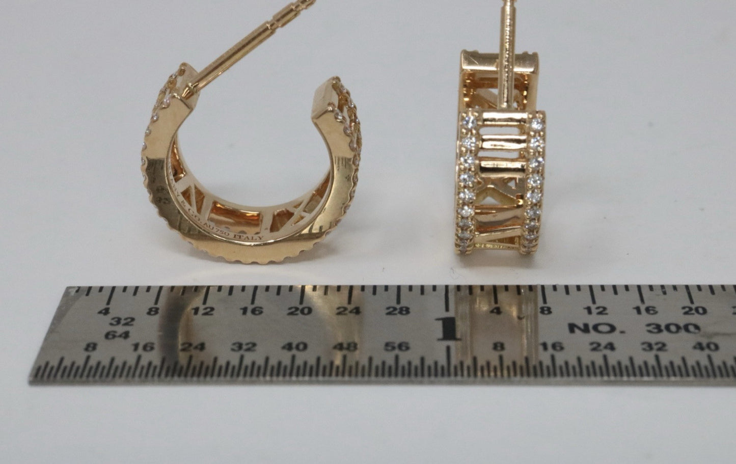 Tiffany & Co Atlas Diamond Hoop Earrings 18k Rose Gold $4500