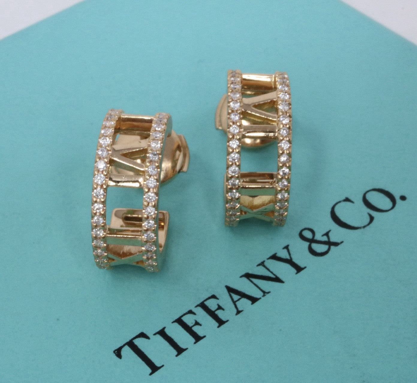 Tiffany & Co Atlas Diamond Hoop Earrings 18k Rose Gold $4500