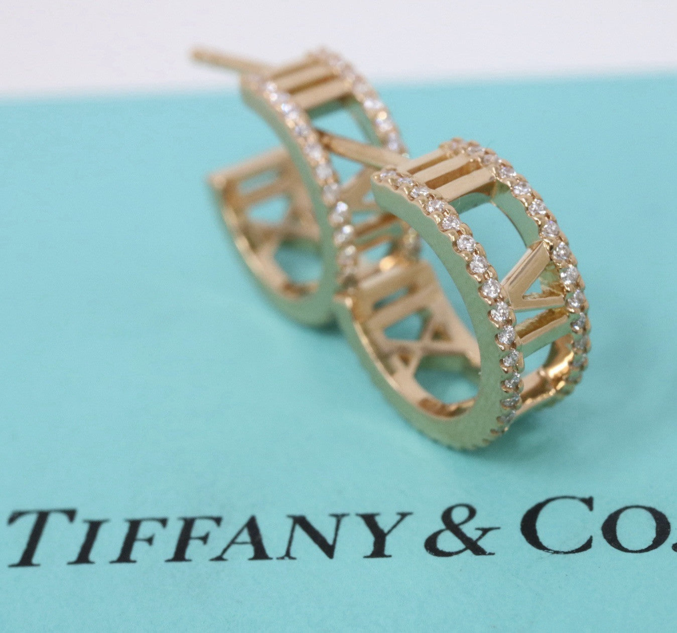 Tiffany & Co Atlas Diamond Hoop Earrings 18k Rose Gold $4500