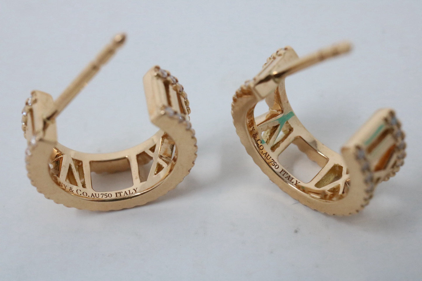 Tiffany & Co Atlas Diamond Hoop Earrings 18k Rose Gold $4500