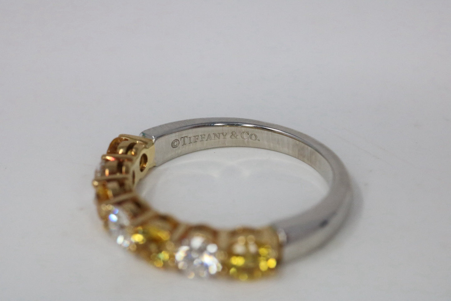 Tiffany & Co Platinum Diamond And Sapphire Band Ring 1.03 VS1