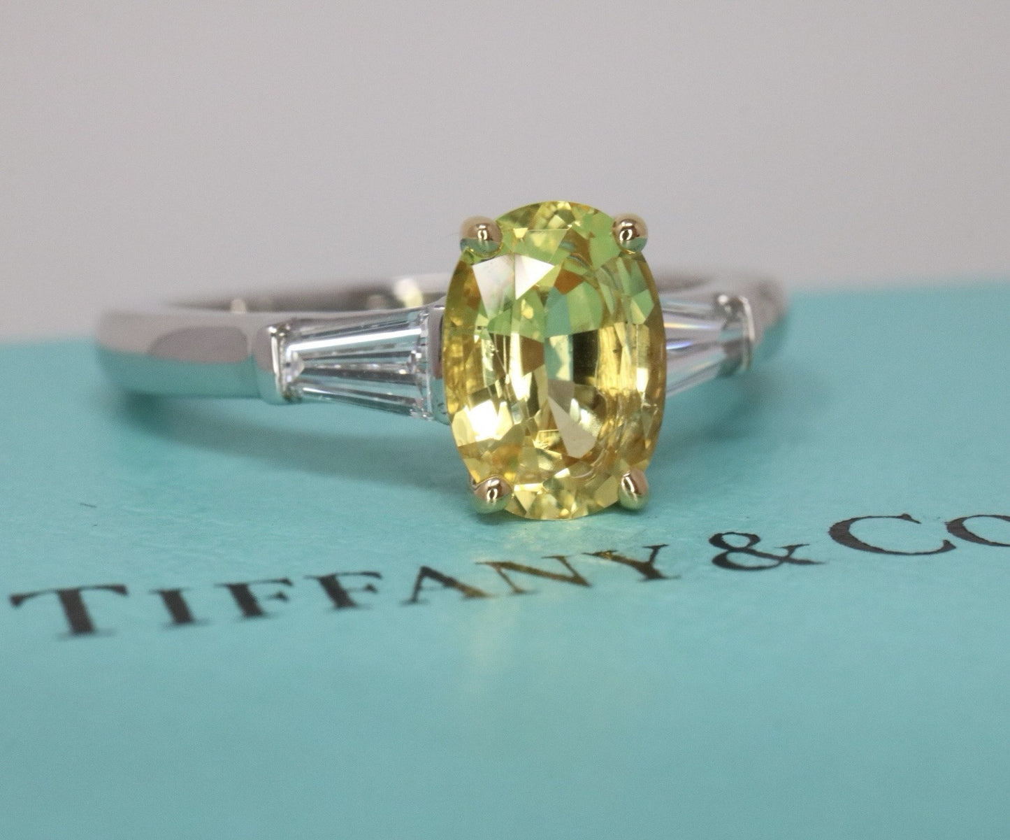 TIFFANY & CO Platinum 1.81ctw Sapphire And Diamond Oval Engagement Ring