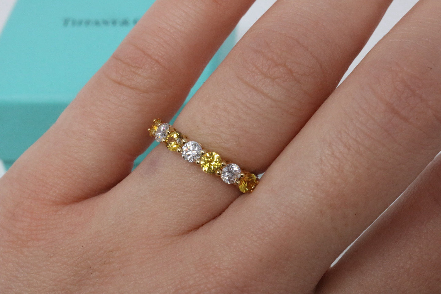 Tiffany & Co Platinum Diamond And Sapphire Band Ring 1.03 VS1