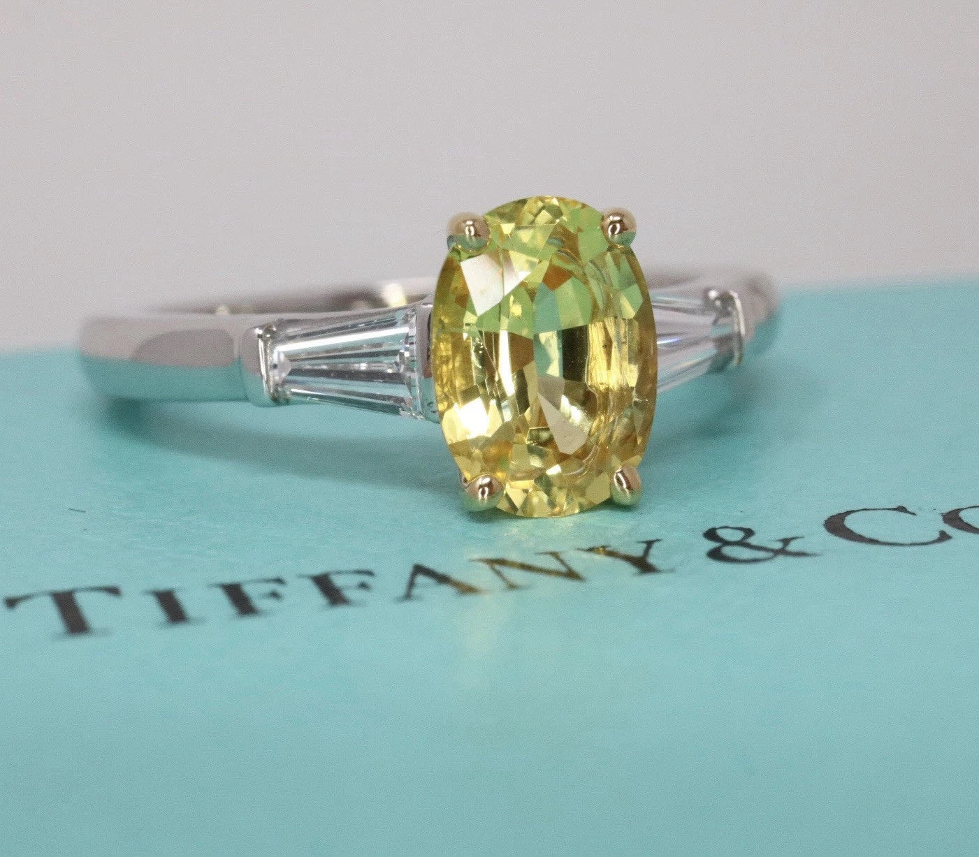 TIFFANY & CO Platinum 1.81ctw Sapphire And Diamond Oval Engagement Ring